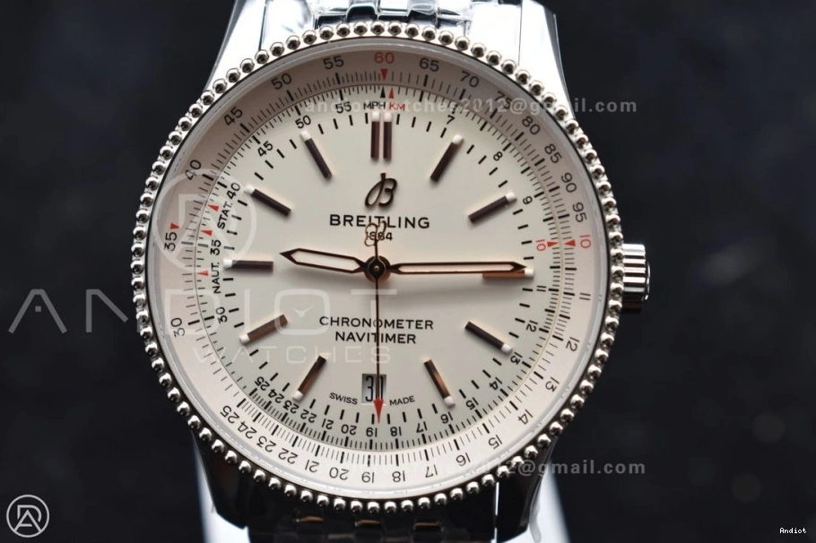 Navitimer SS Bracelet RG Edition 1 on A2824 White 1:1 Best SS Bezel Dial V7F 0109